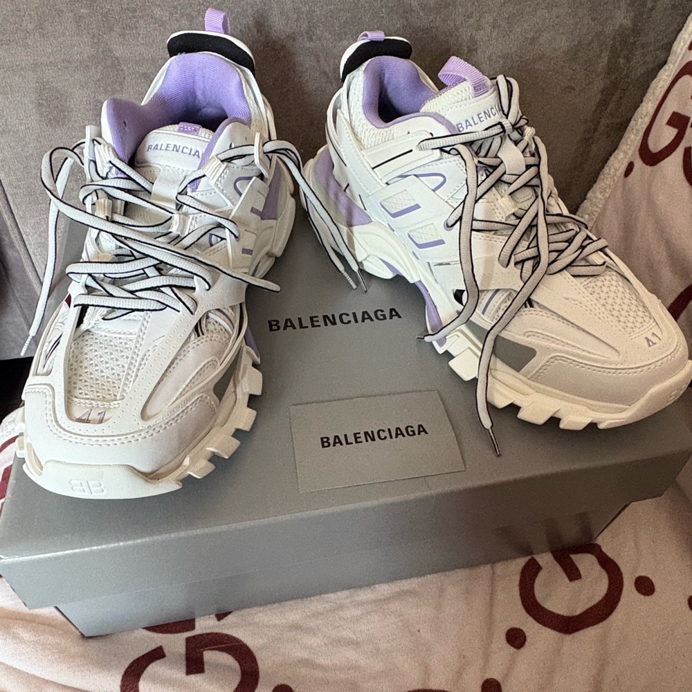 Balenciaga White and Purple Sneakers